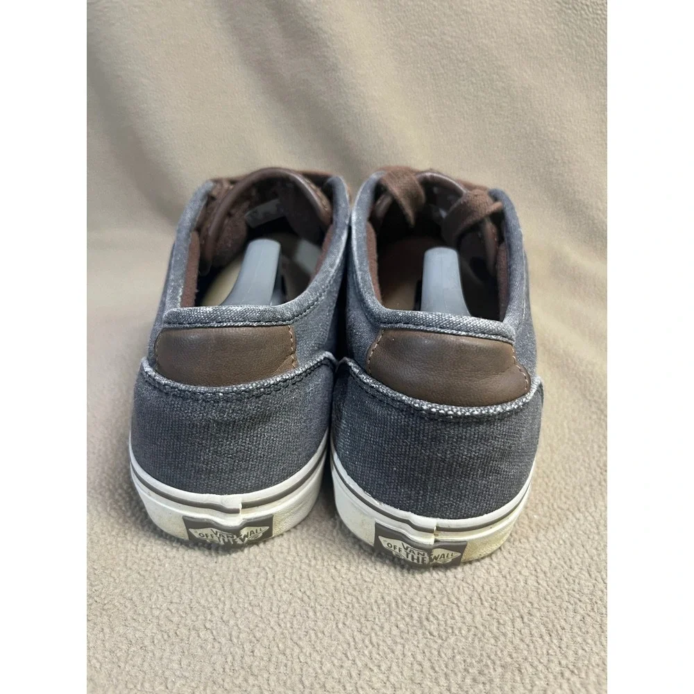 Vans Off The Wall Mens 9 Charcoal Grey Brown‎ Canvas Low Top Skate Shoes